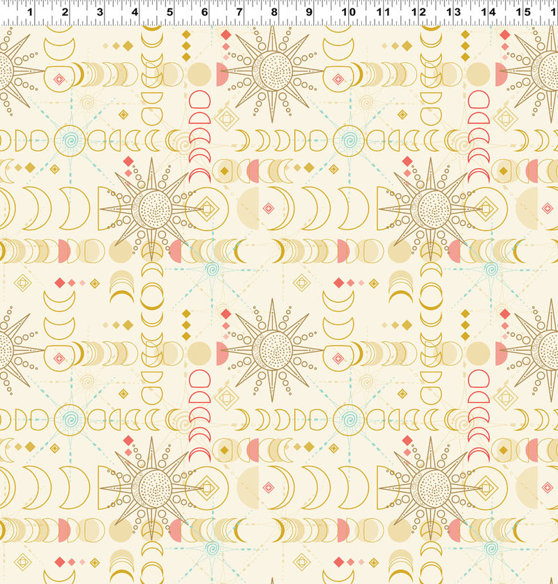 Mystical Sunshine Digital Equinox Cream Fabric