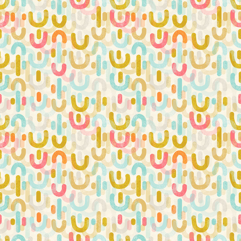 Mystical Sunshine Digital Lunar Curves Cream Fabric