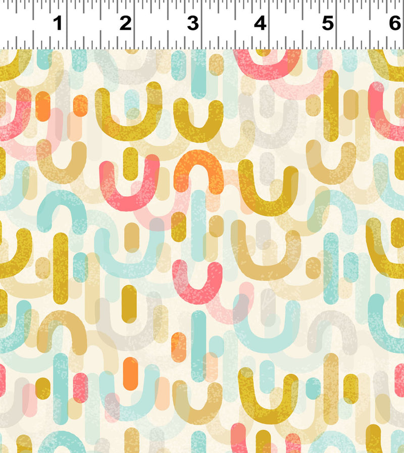 Mystical Sunshine Digital Lunar Curves Cream Fabric