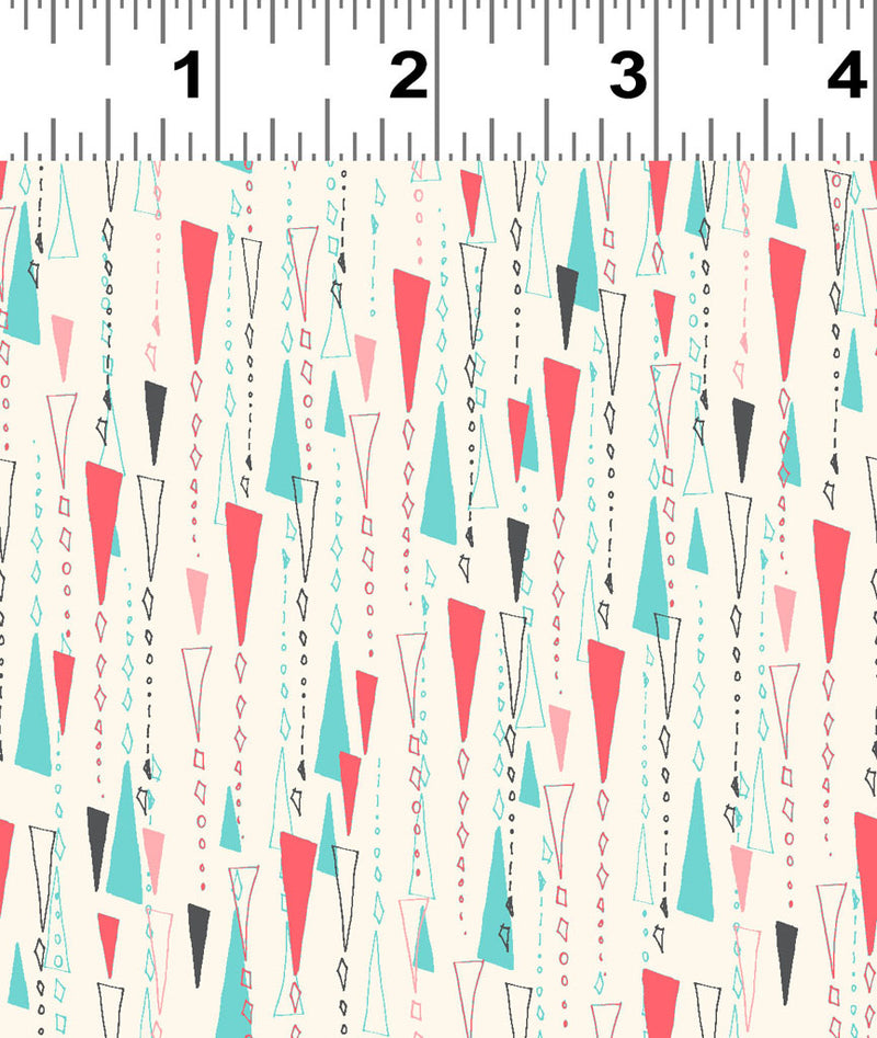 Mystical Sunshine Digital Meteors Dark Coral Fabric