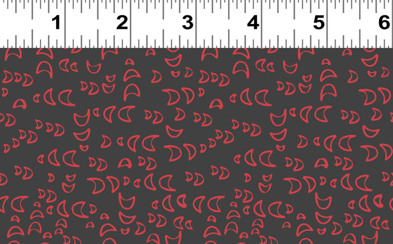 Mystical Sunshine Digital Crescent Moons Dark Coral Fabric