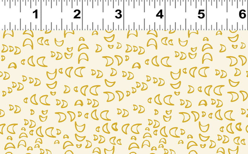 Mystical Sunshine Digital Crescent Moons Cream Fabric