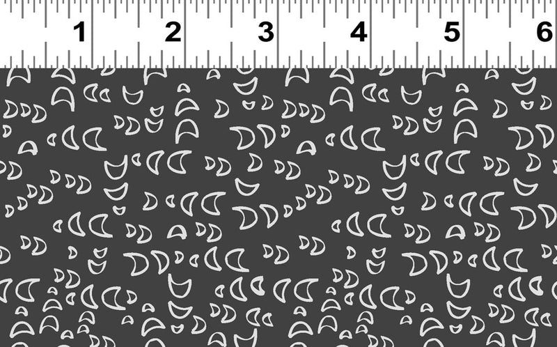 Mystical Sunshine Digital Crescent Moons Dark Gray Fabric