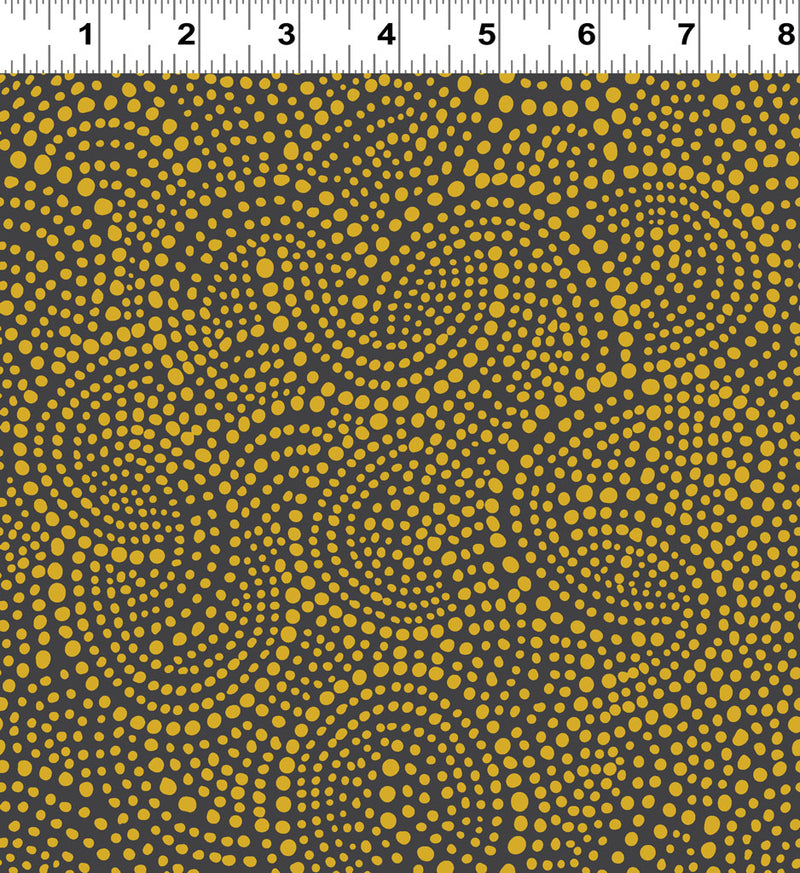 Mystical Sunshine Digital Sun Storm Dark Gray Fabric