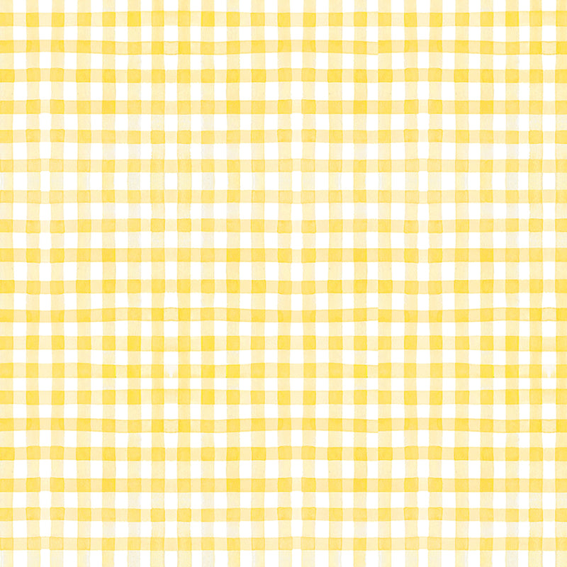 Sunflower Bouquets Digital Gingham Yellow Fabric