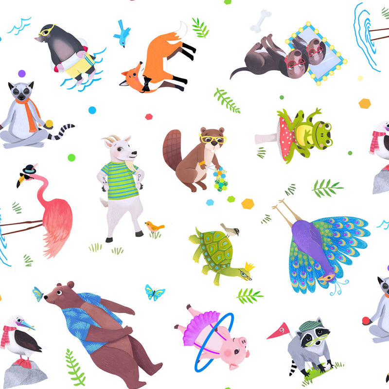 Animal Kingdom Digital Tossed Animals Fabric