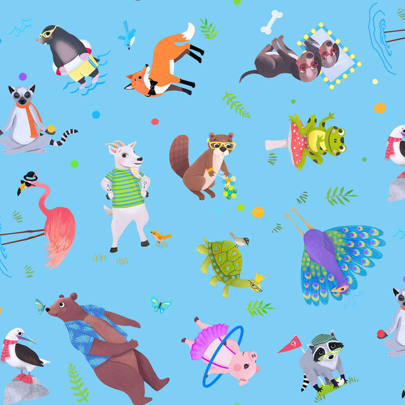 Animal Kingdom Digital Tossed Animals Fabric