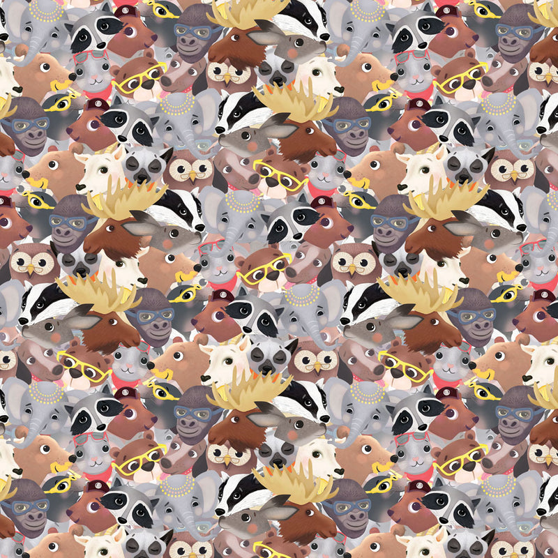 Animal Kingdom Digital Packed Animals Multi Color Fabric