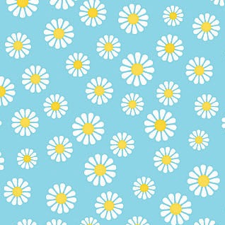 Spring Chickens Daisies Aqua Yardage