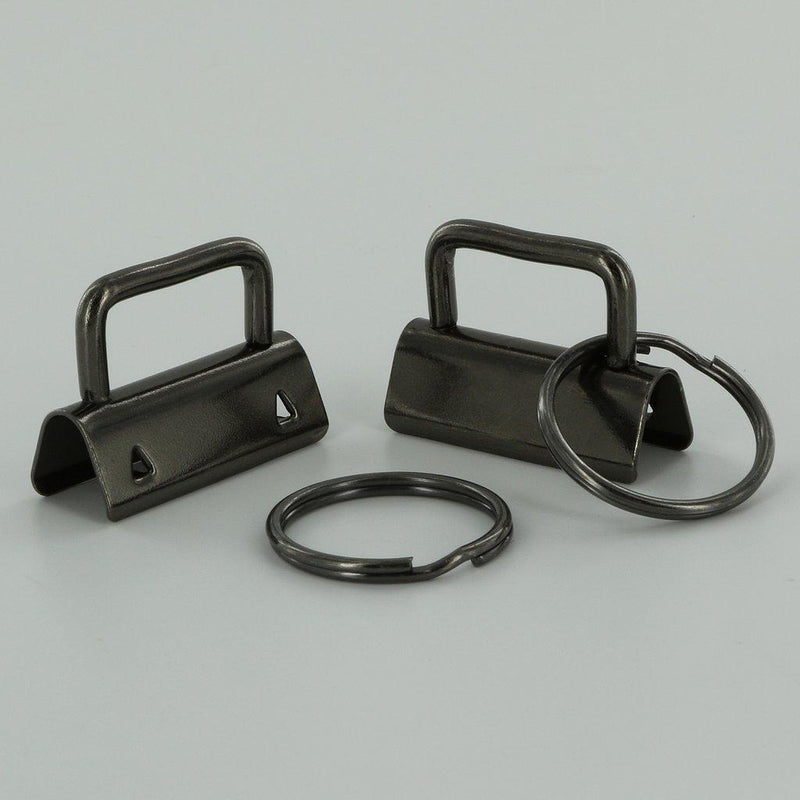 1-1/4" (32 mm) Key Fob Hardware with Split Rings 5 Pack (1" - 25 mm) in Gunmetal Finish