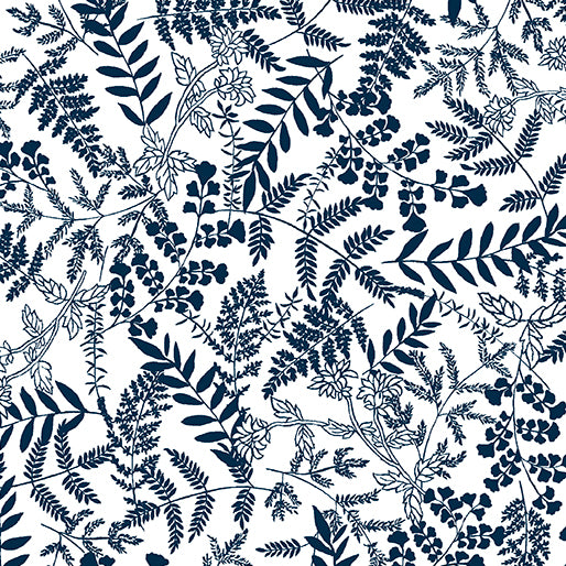 Blue Rhapsody Fern Garden White/Navy Yardage