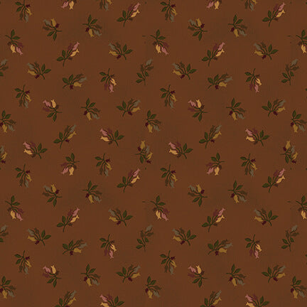 Chocolate Covered Cherries Chestnut Floral Yardage