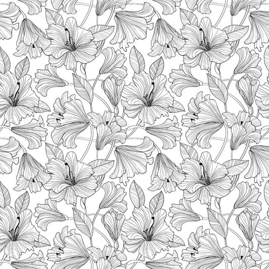 Simply Neutral 2 Hibiscus Toss White Yardage