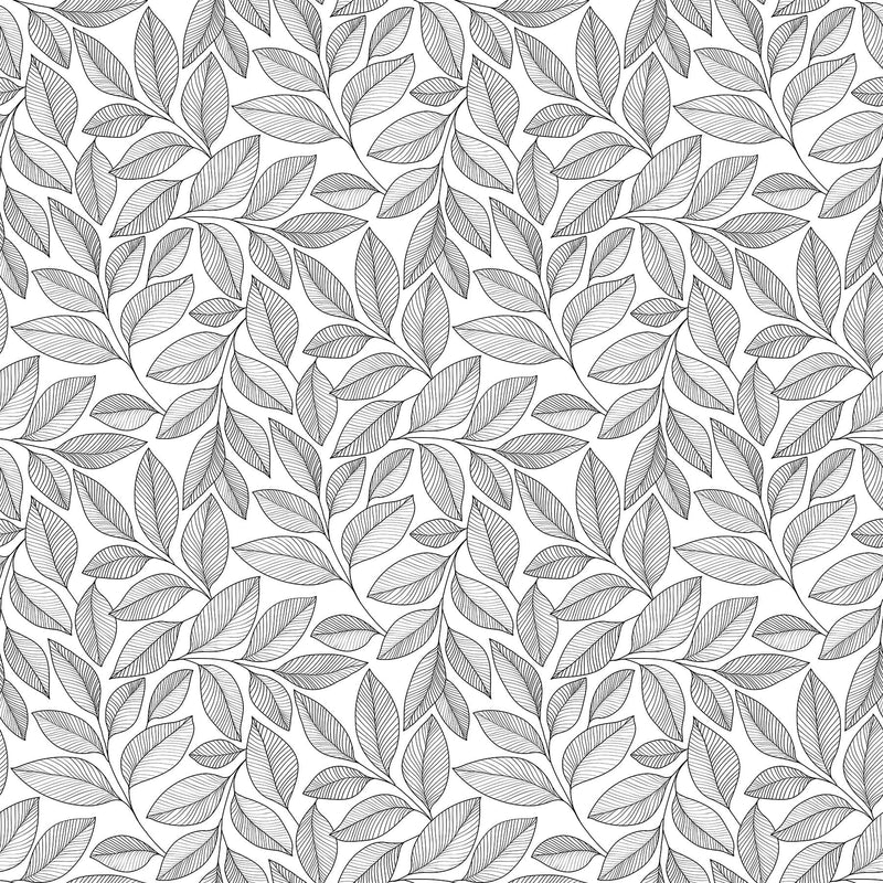 Simply Neutral 2 Large Leaf Toss White Black Yardage