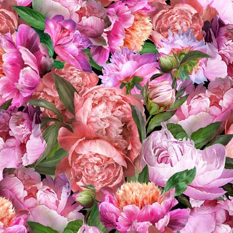 Peony Romance Packed Peonies Pink Yardage