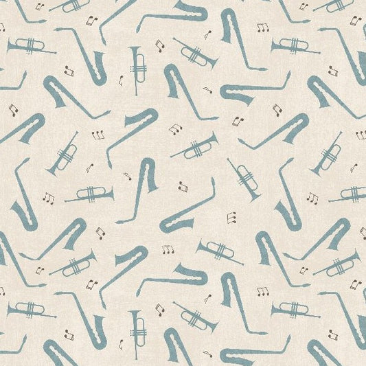 Rhythm & Harmony Trumpet and Sax Toss Cream Yardage