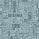 Rhythm & Harmony Words Allover Blue Yardage