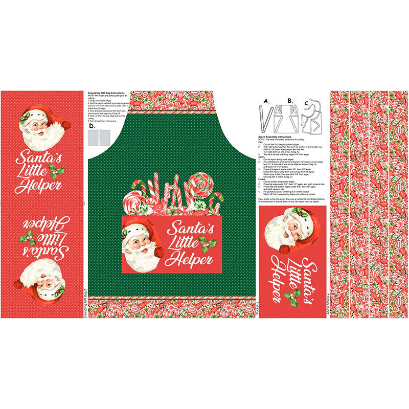Peppermint Candy Christmas Candy Child's Apron Pine Multi Panel