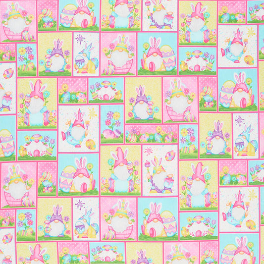Hoppy Easter Gnomies Easter Patchwork Multi Yardage