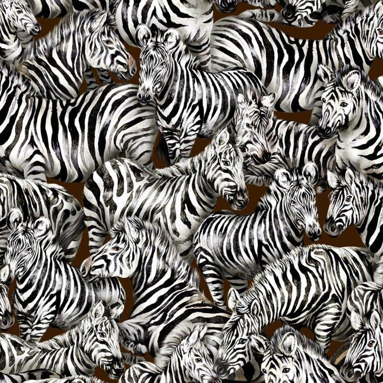 Oasis Jangala Zebras Black/White Yardage
