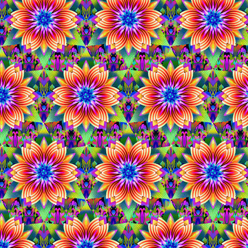 Fractal Flowers Kaleidoscope Floral Yardage