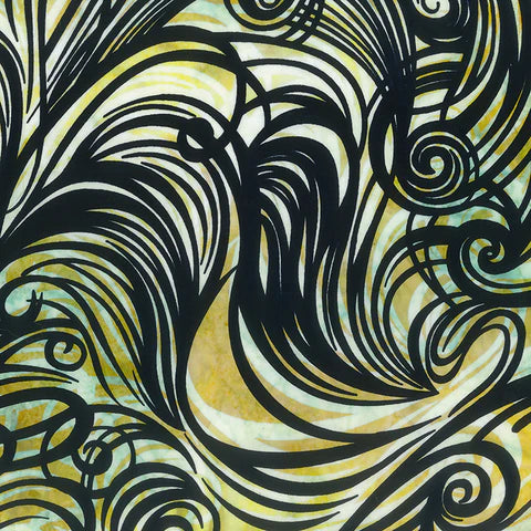 Color Me Banyan Swirls Bleached w/Overprint Sunshine Yardage