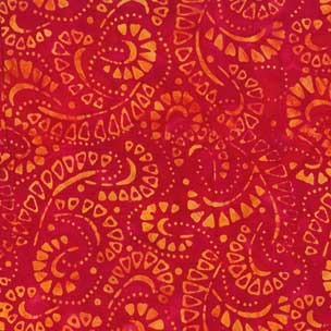Birds of Paradise Triangle Swirls Lipstick Red Yardage
