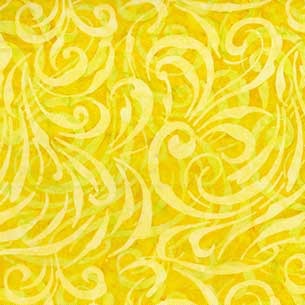 Birds of Paradise Swirl Sunshine Yellow Yardage