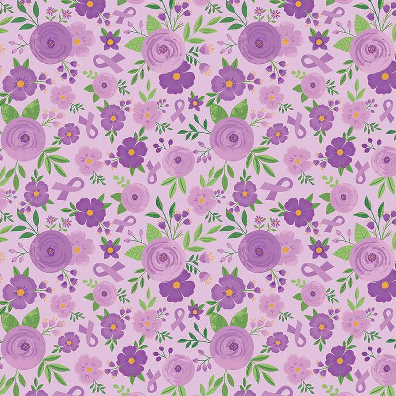 Strength in Lavender Floral Lavender Yardage