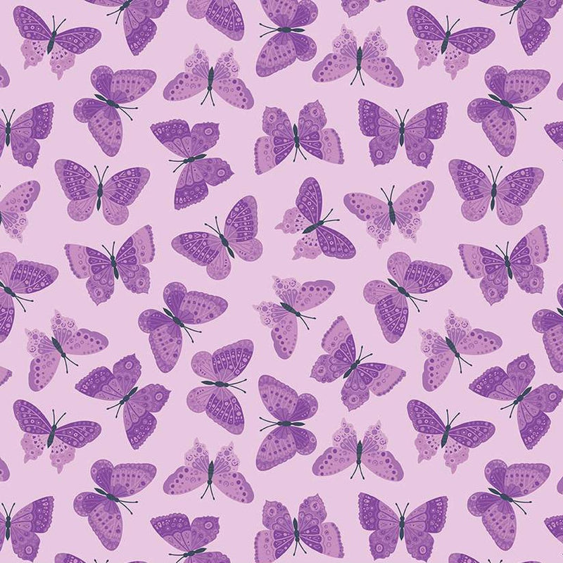 Strength in Lavender Butterflies Lavender Yardage