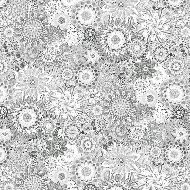 Floral Crochet 108" Wide Grey Yardage