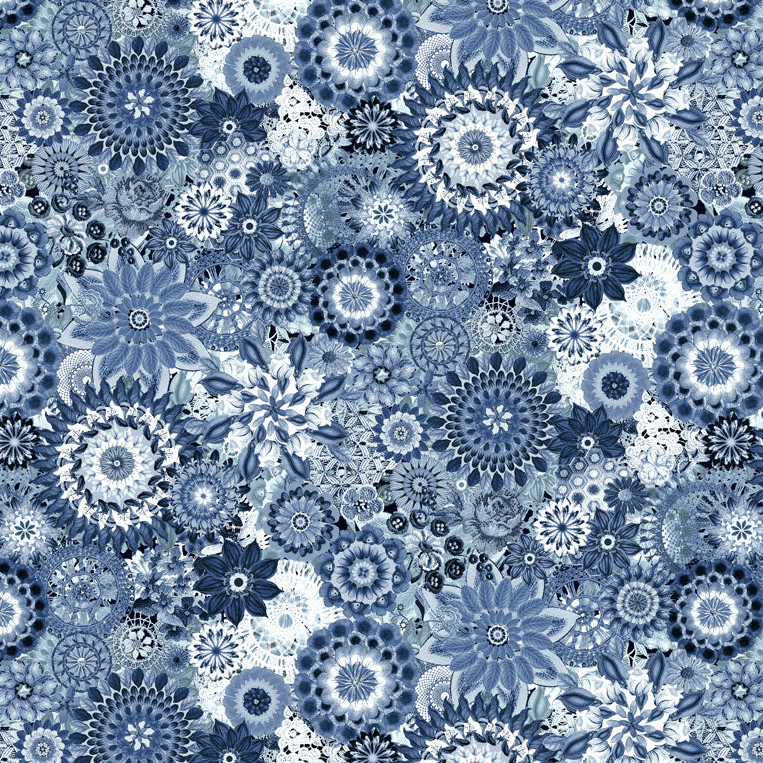 Floral Crochet 108" Wide Blue Yardage