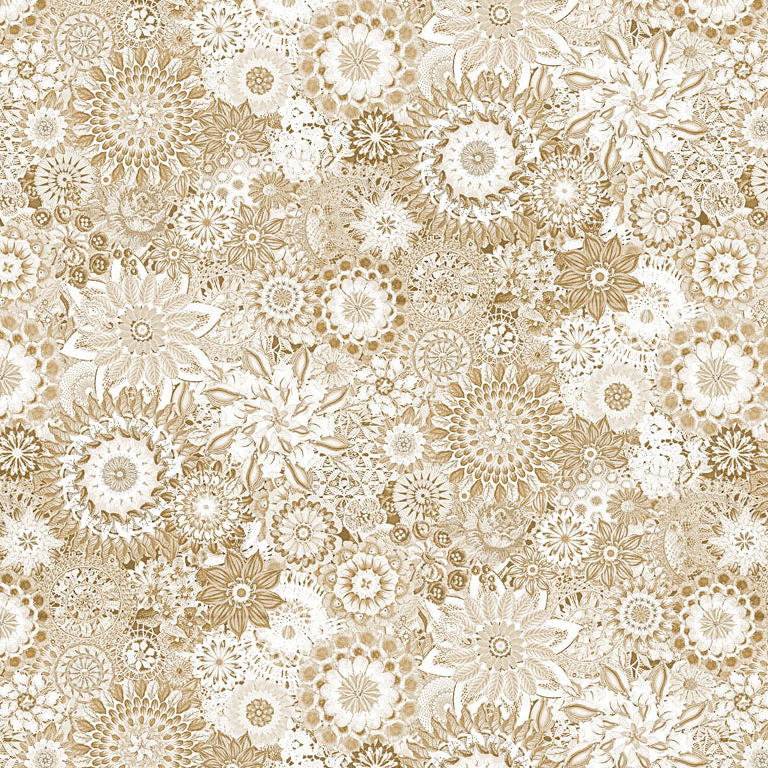 Floral Crochet 108" Wide Tan Yardage