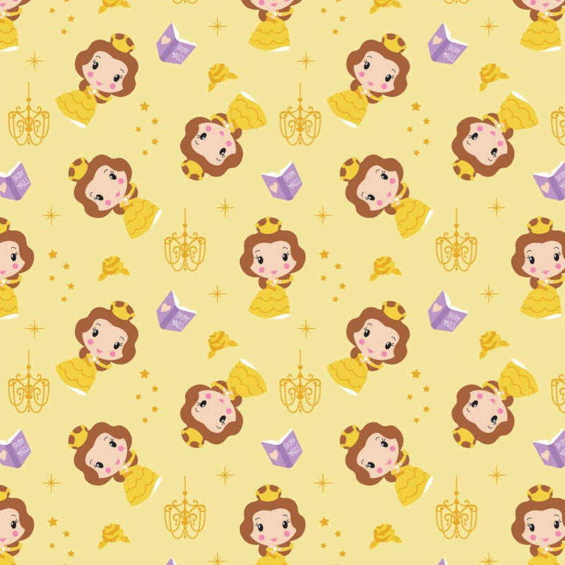 Disney Princess Kawaii Cute Belle Toss Yellow Yardage