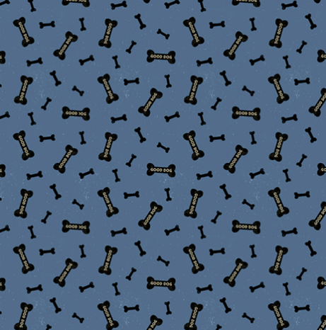 A Dog's Life Good Dog Bones Blue Yardage