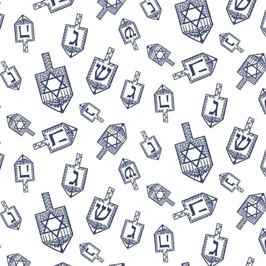 Festival of Lights Dreidel Toss White Fabric