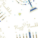 Hanukkah Greetings Menorahs White Yardage