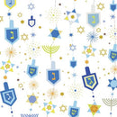Hanukkah Greetings Motifs White Yardage