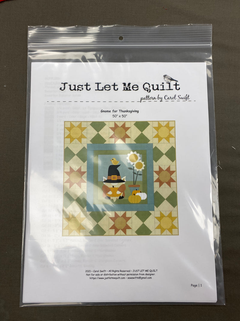 Just Let Me Quilt Gnome for Thanksgiving Pattern