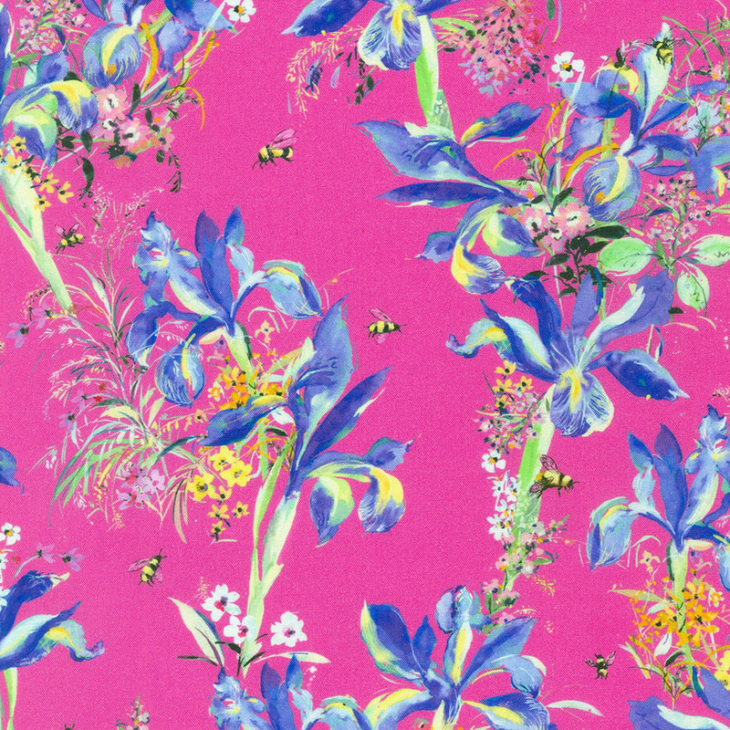 Bee Free Iris Fuchsia Yardage