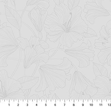 Northcott 23912-92 Gray Simply Neutral 2 Hibiscus Toss