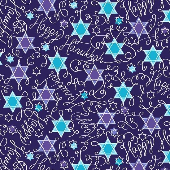 One Of A Kind Hanukkah Star Blue Yardage