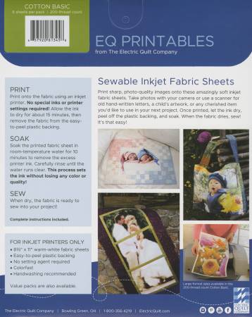 EQ Printables Sewable Inkjet Fabric Sheets 6pk