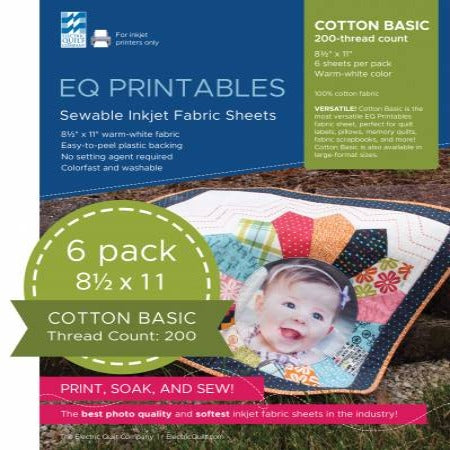 EQ Printables Sewable Inkjet Fabric Sheets 6pk