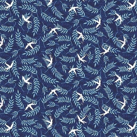 Enchanted Doves Indigo Yardage