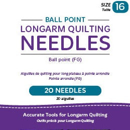 Ball Point Longarm Needles – Two Packages of 10 (16/100-FG, Ball Point)