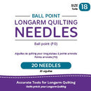 Ball Point Longarm Needles – Two Packages of 10 (18/110-FG, Ball Point)