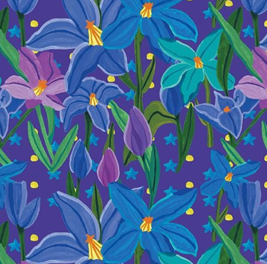Not Your Mama's Garden Lilies Bluebell Yardage