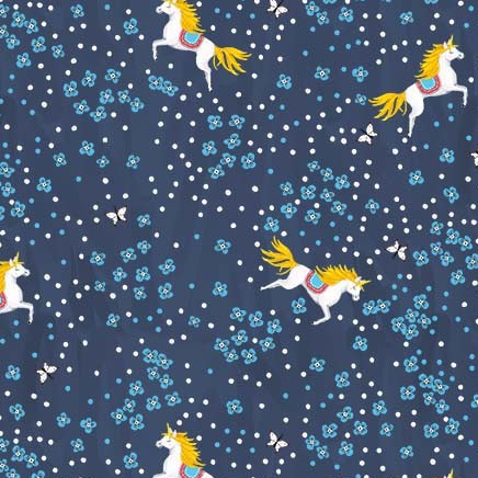 Unicorn Dance Simply Magical Navy Yardage