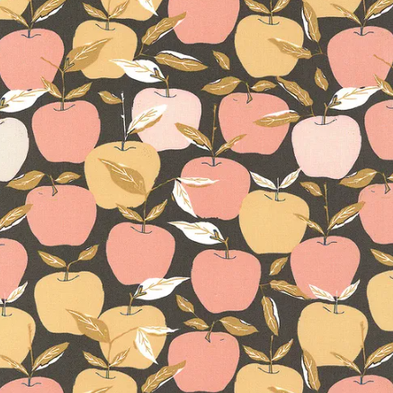 Midnight in the Garden Enchanted Apples Charcoal Yardage